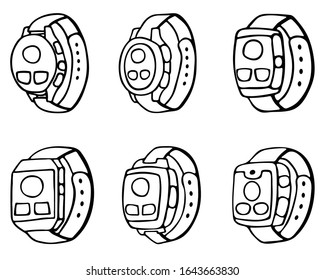 Fitness tracker smart watch , cartoon doodle vector style design. Modern stylish wearable device. isolated illustration