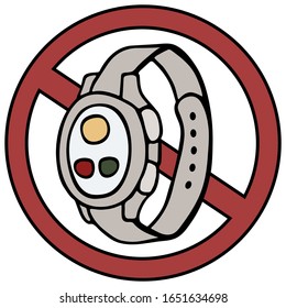 Fitness tracker smart watch with heart rate monitor ban, cartoon doodle vector style design. Modern stylish wearable device. white background isolated stock illustration