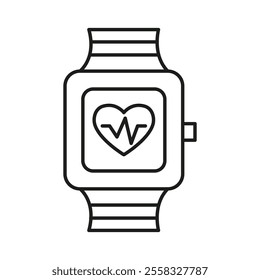 Fitness tracker smart watch icon Symbol mark in Outline style