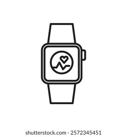 Fitness tracker smart watch icon Vector flat thin line illustration