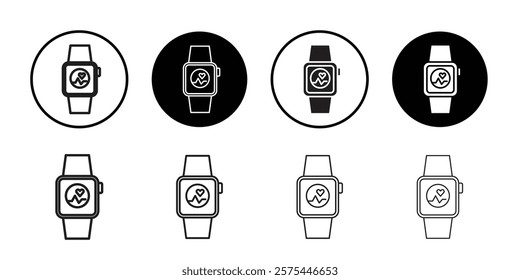 Fitness tracker smart watch icon Thin line art collection