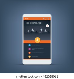 Fitness tracker smartphone user interface vector icons for sports applications. Eps10 vector illustration