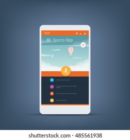 Fitness tracker smartphone user interface vector icons for sports applications. Eps10 vector illustration.