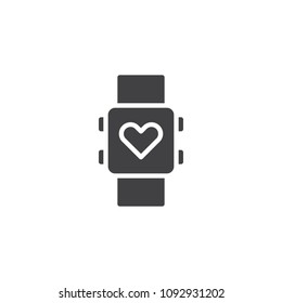Fitness tracker vector icon. filled flat sign for mobile concept and web design. Heart wrist watch simple solid icon. Smartwatch  symbol, logo illustration. Pixel perfect vector graphics