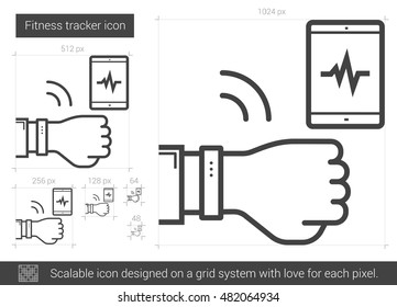 Fitness tracker vector line icon isolated on white background. Fitness tracker line icon for infographic, website or app. Scalable icon designed on a grid system.