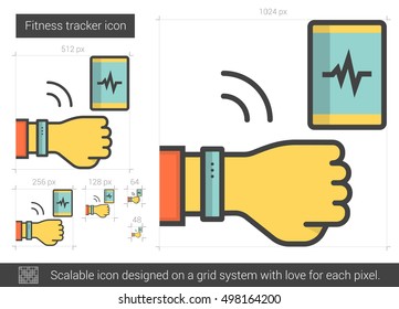 Fitness tracker vector line icon isolated on white background. Fitness tracker line icon for infographic, website or app. Scalable icon designed on a grid system.