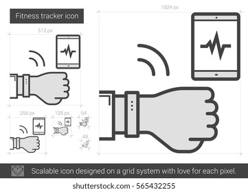 Fitness tracker vector line icon isolated on white background. Fitness tracker line icon for infographic, website or app. Scalable icon designed on a grid system.