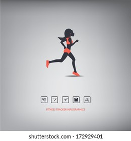 Fitness tracker wearable technology infographics with set of icons for fitness trackers. Eps10 vector illustration