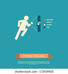 Fitness tracker wearable technology infographics with set of icons for fitness trackers. Eps10 vector illustration