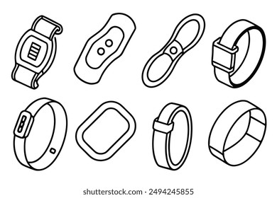 Fitness Trackers Elegant Line Art Illustration Styles Collection