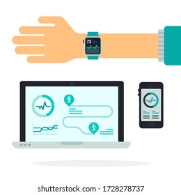 Icono vectorial de los rastreadores de fitness aislado.