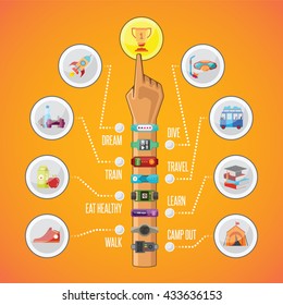 Fitness tracking vector infographics in flat style