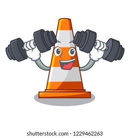 Fitness traffic cone on road cartoon shape