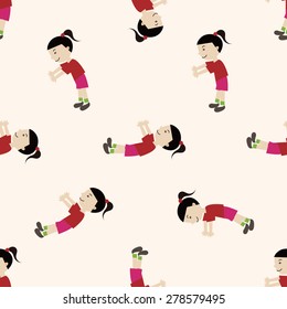 fitness trainer, cartoon seamless pattern background