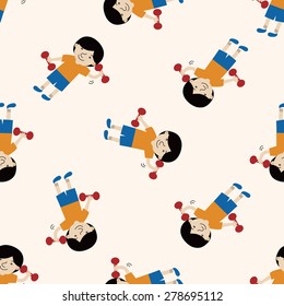 fitness trainer , cartoon seamless pattern background