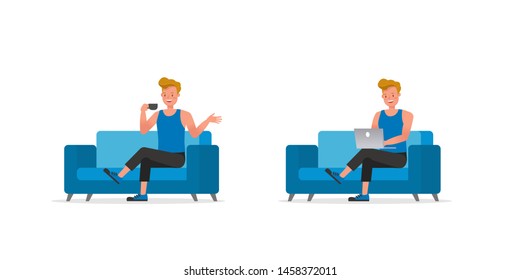Fitness trainer character vector design. Man dressed in sports clothes.