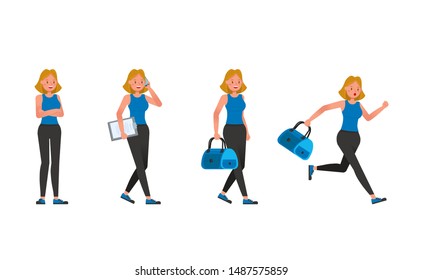 Fitness trainer character vector design. Woman dressed in sports clothes.
