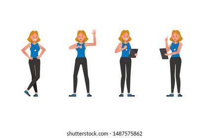 Fitness trainer character vector design. Woman dressed in sports clothes.
