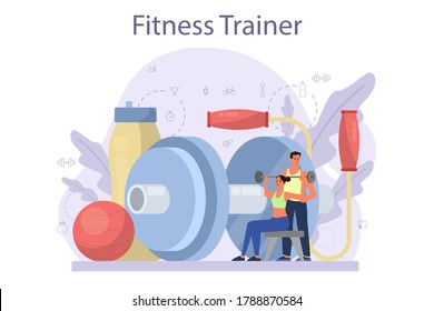 Fitness Trainer Concept Workout Gym Profession Stock Vector (Royalty ...