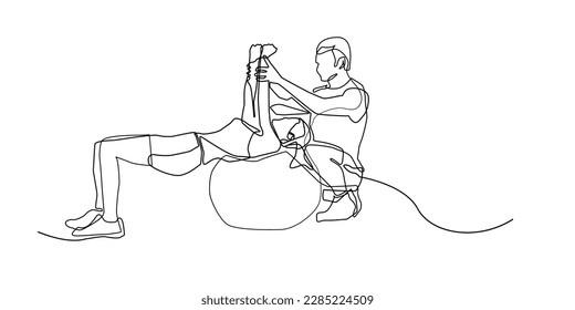 fitness trainer continuous line.man single line woman fitness training.keep fitness.fitness trainer single line drawing