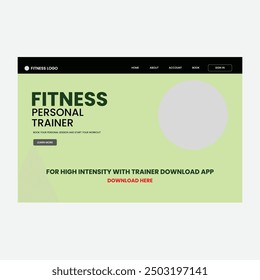 Fitness trainer web banner or landing page.