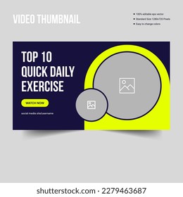 Fitness trainging tips video cover banner design, vector eps 10 file format, Gym video thumbnail, gym ad, gym video cover design template