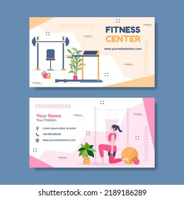 Horizontale Vorlagenhandgezeichnete Fitness-Trainingskarte, flache Illustration