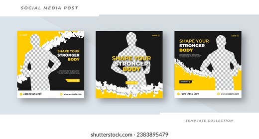 Fitness training gym banner template, gym, Workout, fitness and Sports social media post banner, fitness gym social media post banner design.