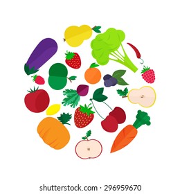 Fitness training, healthy lifestyle and proper nutrition. Flat vector illustration