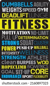 Fitness training motivation sport word cloud tag concept wallpaper text is outline