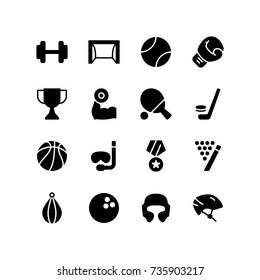 Fitness training and outdoor games icon set