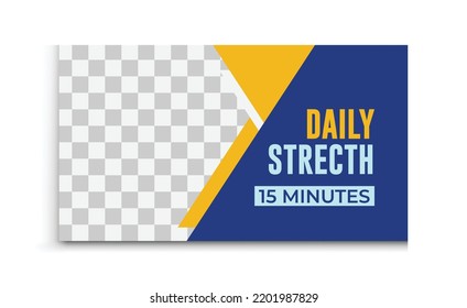 Fitness training workout video Thumbnail template design with most attractive creative ideas. healthcare video cover. vector web banner layout
