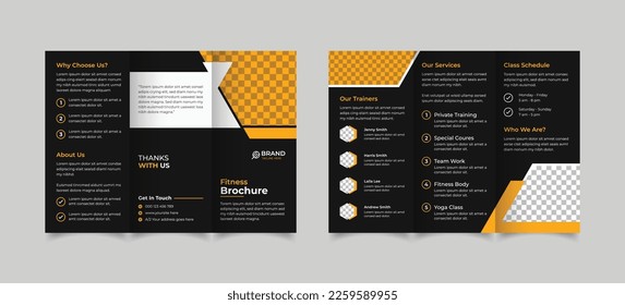 Fitness trifold brochure template design