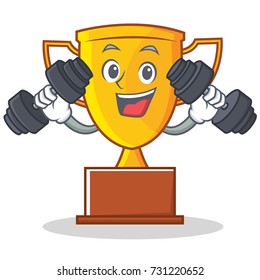 Fitness trophy character cartoon style