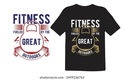 Diseño de camiseta de fitness, Paquete de diseño de camiseta de gimnasio, Diseño de camiseta inspiradora de entrenamiento, Diseño de camiseta de fitness caro, Fitness alimentado por el aire libre, Vector para camisa.