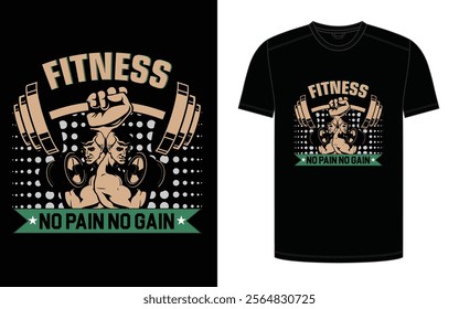 Fitness T-shirt Design Fitness No Pane No Gain Print Design