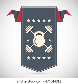 fitness - t-shirt design, print, kettlebell and barbell, vector illustration
