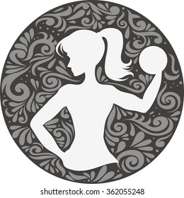 Fitness typographic poster. Girl with dumbbells. Can be used for fitness/ sport logo and label.
