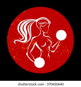 Fitness typographic poster. Girl with dumbbells. Can be used for fitness/ sport logo and label.