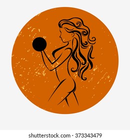 Fitness typographic poster. Girl with dumbbells. Can be used for fitness/ sport logo and label.