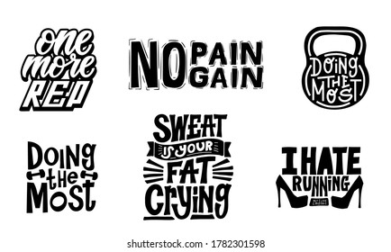 fitness typographic sport poster. Motivational vector gym illustration with Lettering. You can use quote for logo, Tshirt design, banner