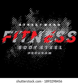 Fitness typography tee design vector illustration,element vintage artistic apparel product