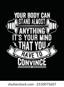 design de t-shirt de tipografia fitness para homem e mulher 