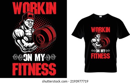 Fitness  typography vector T-shirt design. motivational and inscription quotes.
perfect for print item and bags,posters,cards. isolated on black background
