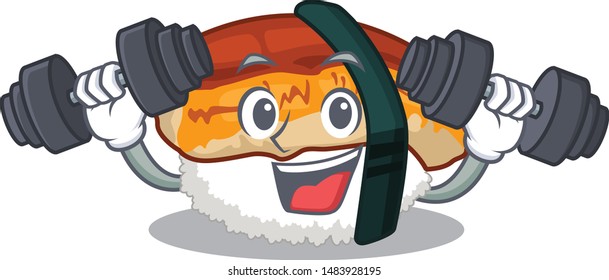 Fitness unagi sushi served above mascot plate