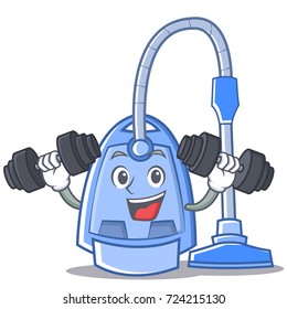 Fitness vacuum cleaner character cartoon