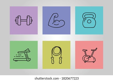Fitness vector with colorful background for designer.