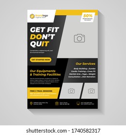 
Diseño de volante vectorial de fitness en una plantilla de 4. Se puede usar para gimnasia, evento deportivo, club de fitness, promoción de campeonatos. Fácil de usar un diseño de vector4.