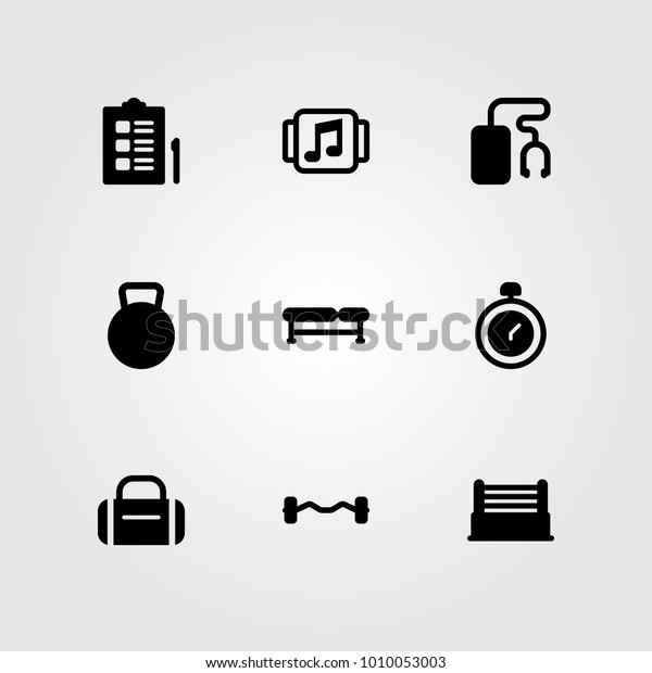 Fitness Vector Icon Set Bench Biceps Stock Vector Royalty Free