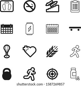 fitness vector icon set such as: person, punch, check, clipboard, dieting, scale, prohibit, boxer, can, unhealthy, mark, water, fighter, power, muscle, corporate, weighing, lightning, fresh